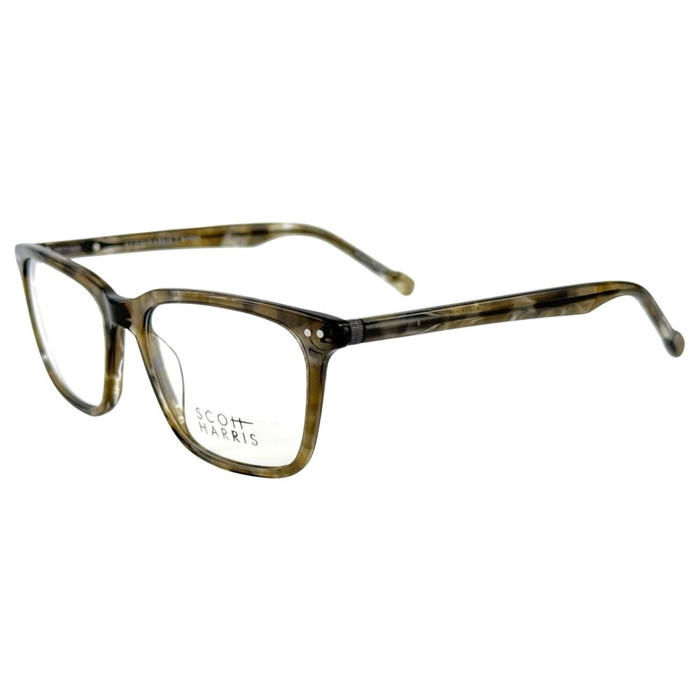 Scott Harris SH864 Mens Plastic Eyeglass Frame C3 Khaki Demi 54-18 With Case